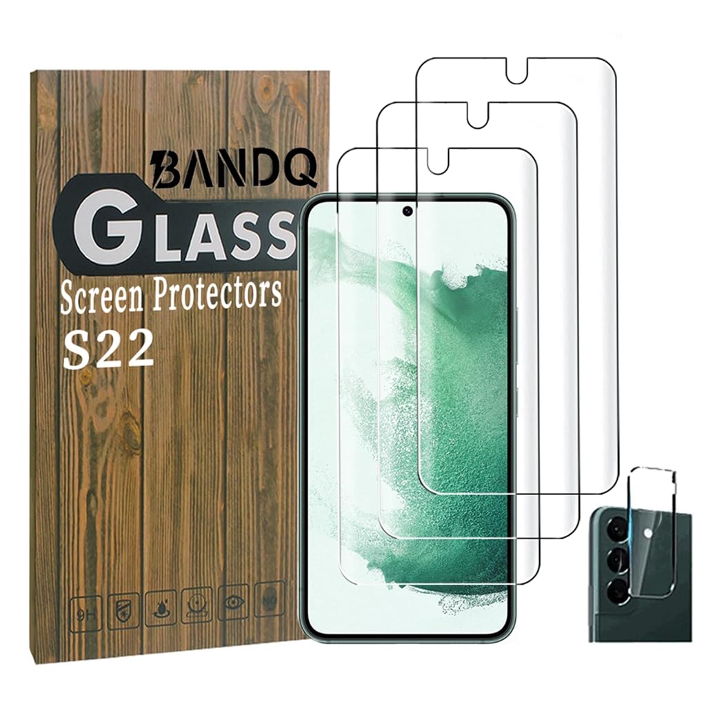 3 Pack for Samsung Galaxy S22 Screen Protector【3+1 Pack】 1 Pack Camera Lens Protector 9H HD Clear Tempered Glass Screen Protector for Galaxy S22 Tempered Glass Screen Protector
