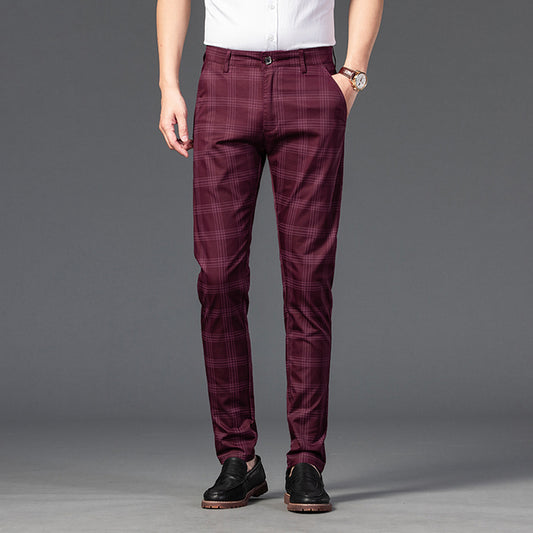 Trendy Youth Plaid Pants for Men - Slim Fit Style