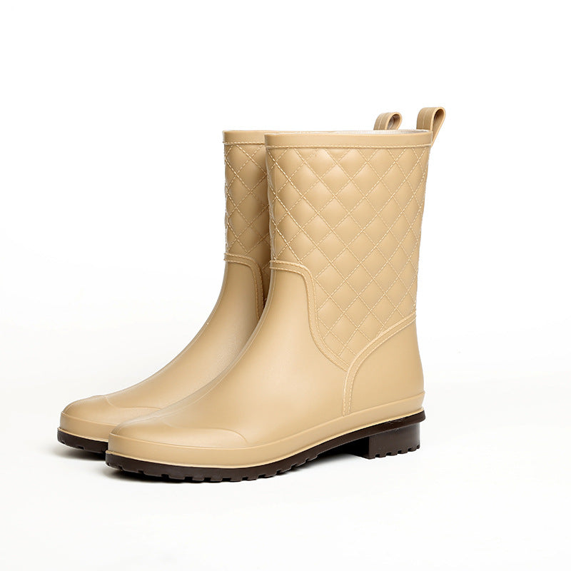 Women's Casual Waterproof Rain Boots - Medium Tube Rubber