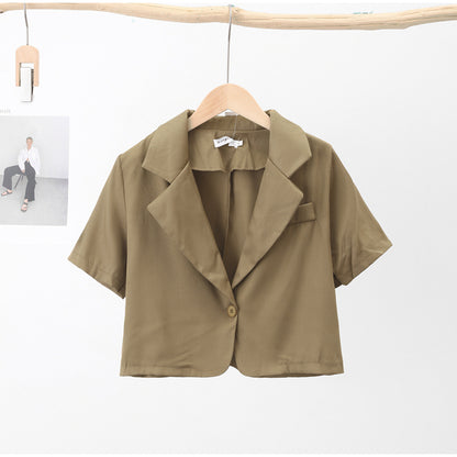 Elegant Women's Office Suit Set - Short Sleeve Blazers