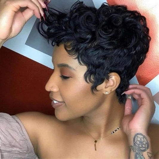 African Small Curly Wig with Chemical Fiber Material