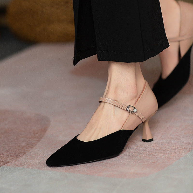 2022 Women's French Pointed Toe Color Block Heels