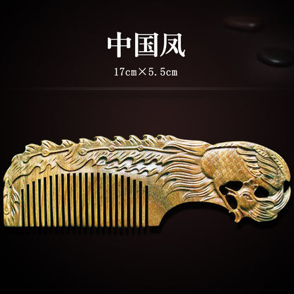 Wholesale Green Sandalwood Double-Sided Carved Comb Set