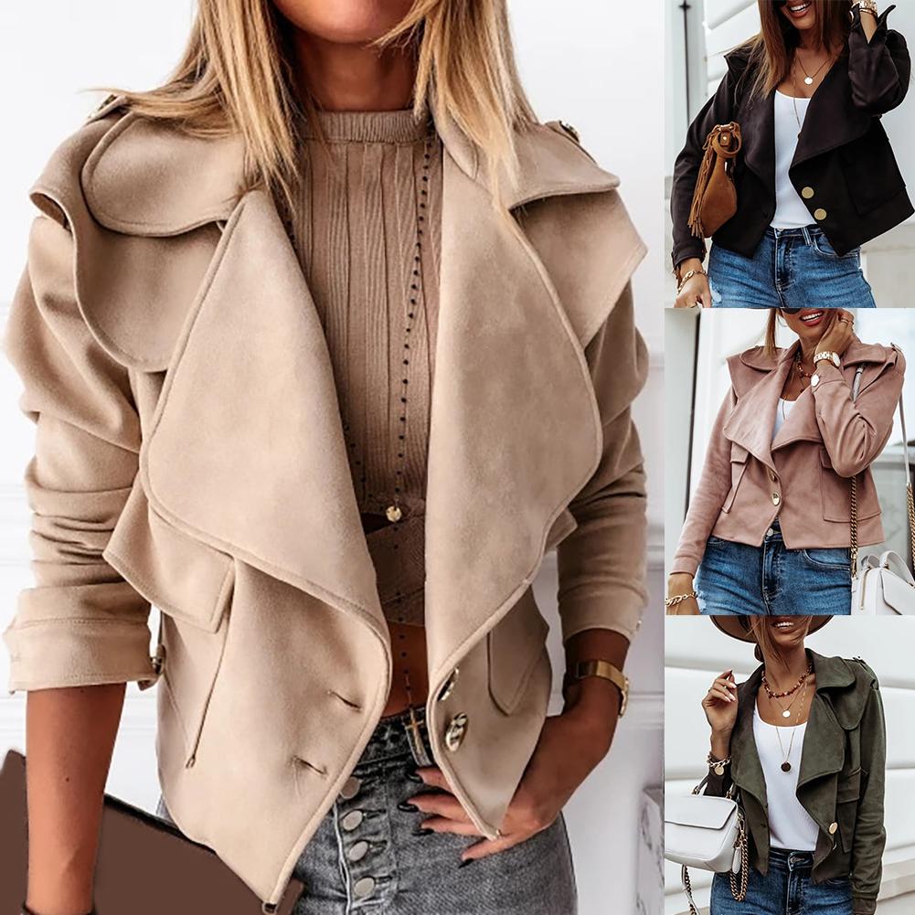 Women's Velvet Button Jacket with Lapel for Autumn/Winter