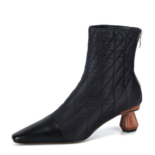 2020 Fashionable Color-Block Pointed Ankle Boots
