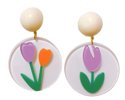 Sweet Tulip Girl Acrylic Stud Earrings
