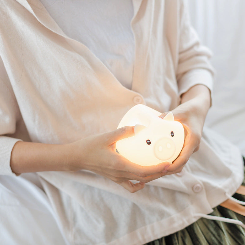 USB Rechargeable Colorful Pig Night Light (Creative Gift)
