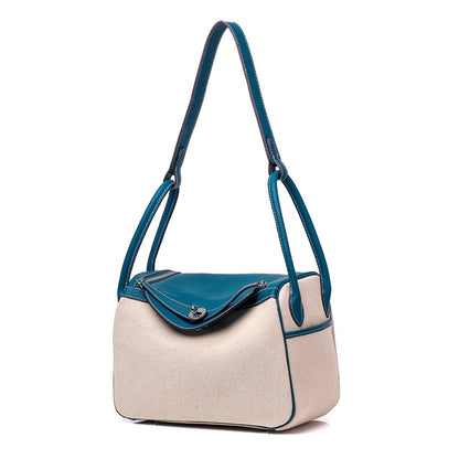 Canvas and Top Layer Cowhide Doctor's Handbag