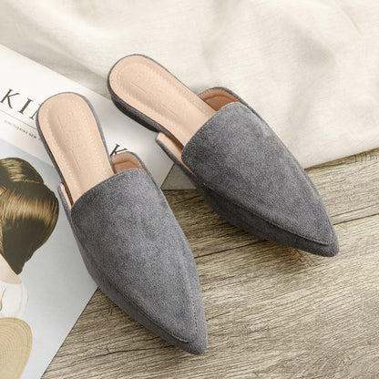 Women's Flock Pointed Mules Flats Slippers
