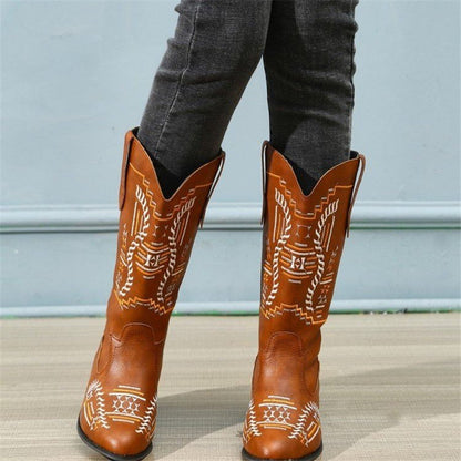 Retro High-Heeled Pointed Toe Thin Boots