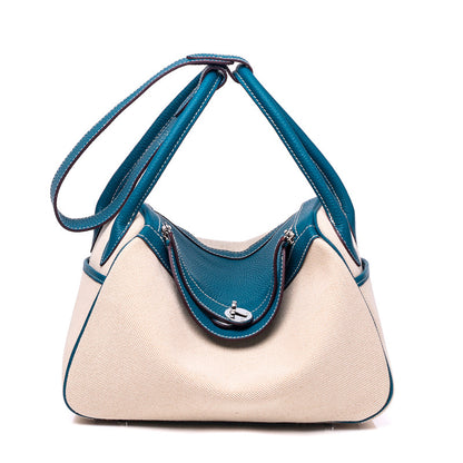 Canvas and Top Layer Cowhide Doctor's Handbag