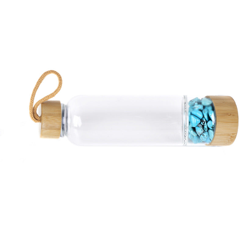 Natural Crystal Quartz Stone Energy Glass Water Bottle