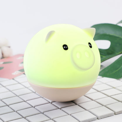 USB Rechargeable Colorful Pig Night Light (Creative Gift)