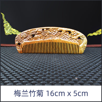 Wholesale Green Sandalwood Double-Sided Carved Comb Set