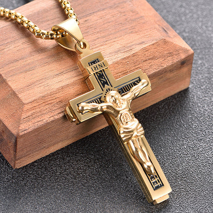 Titanium Steel Cross Necklace for Men's Style (Wholesale)