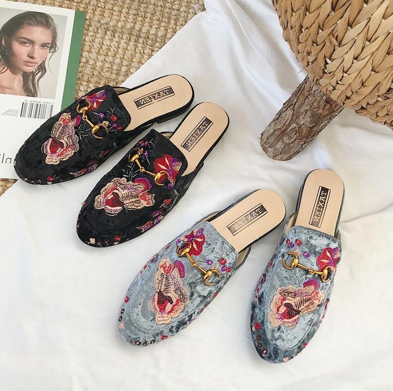 Embroidered Flat Shoes and Sandals
