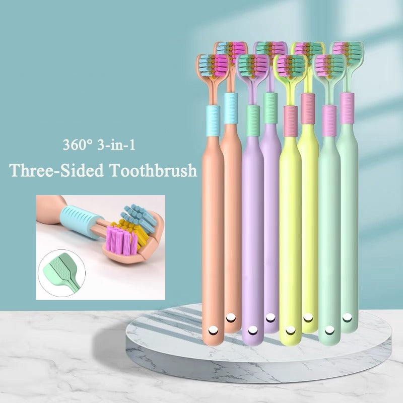 8pcs Soft Bristle Three-Sided Toothbrush Set for Oral Care