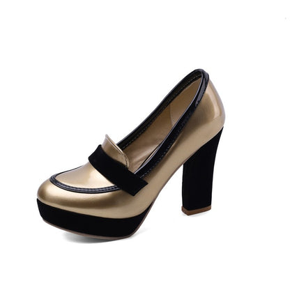 Customizable Waterproof Color Block Pointed Toe Heels