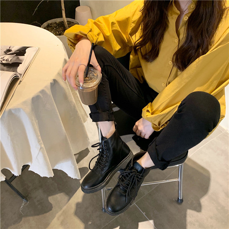 Fashionable Low-Heeled Round Toe Ankle Boots
