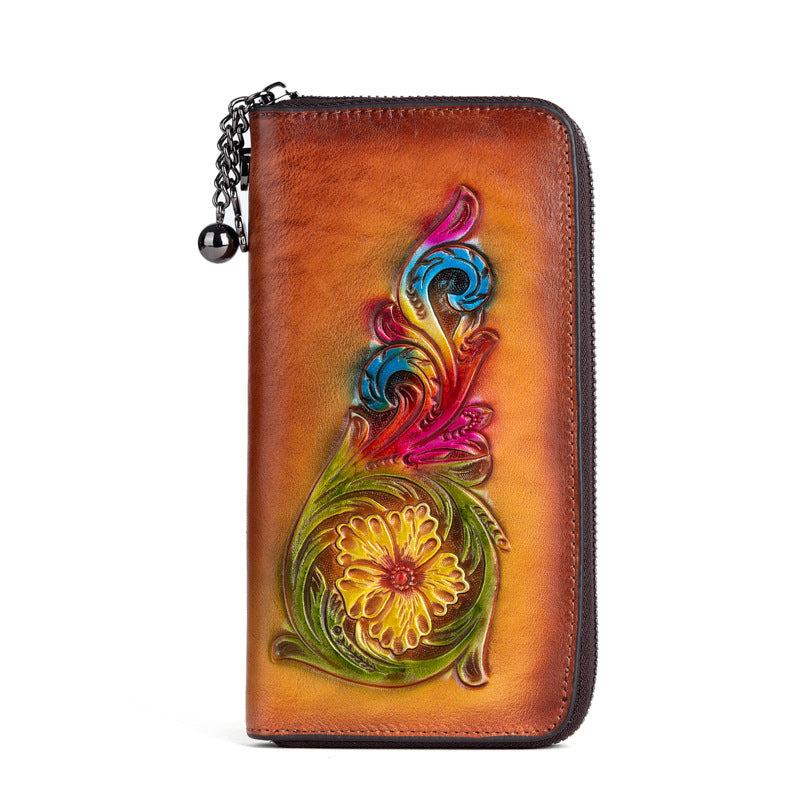 Mid-Length Women's Handbag in Top Layer Cowhide