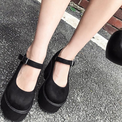 Chunky Heeled Women's Round Toe Platform Shoes