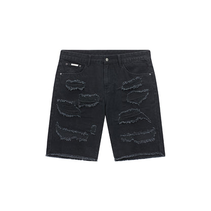 Casual Washed Denim Loose Fit Five-Point Shorts