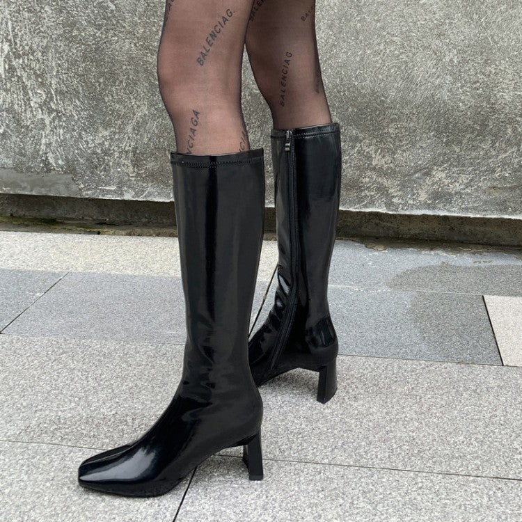 Fashionable Women's Knee-High Chunky Heeled Boots