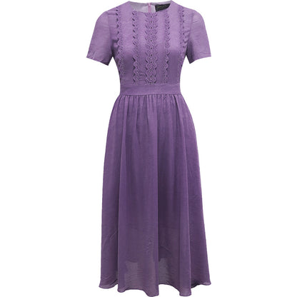 Purple Lace Patchwork Dress for Women