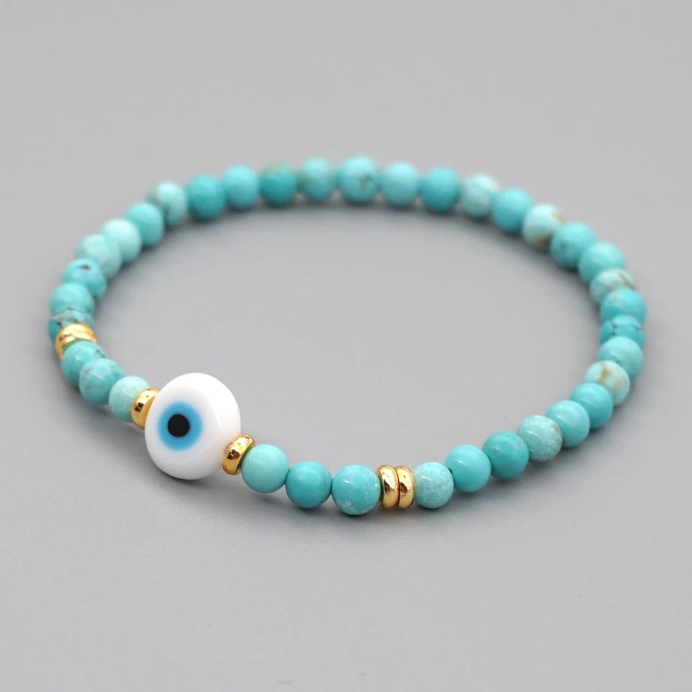 Natural Turquoise Blue Eye Lucky Beads Bracelet
