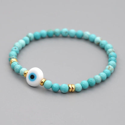 Natural Turquoise Blue Eye Lucky Beads Bracelet