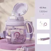 Cute Kawaii Penguin Water Bottle with Lid and Straw (1pc)