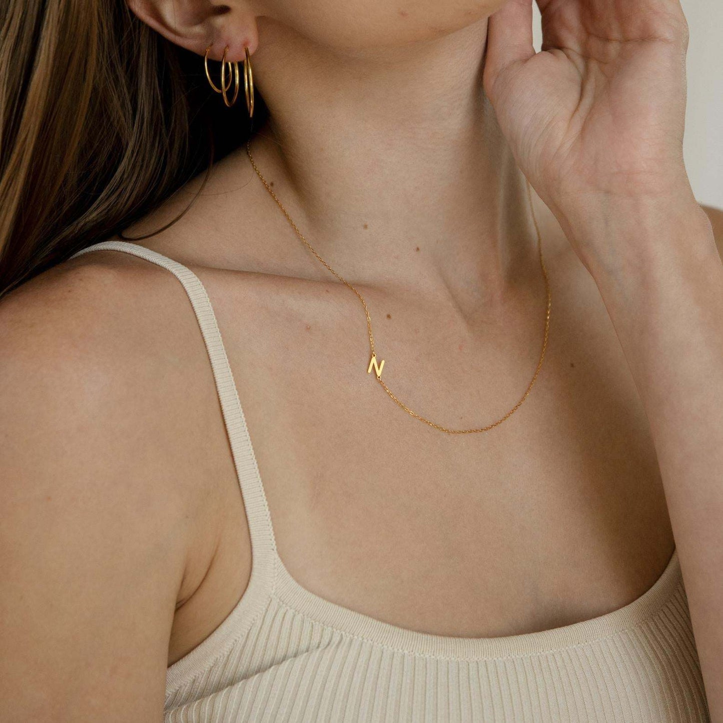 Titanium Steel 26 Letters Necklace in 18K Gold