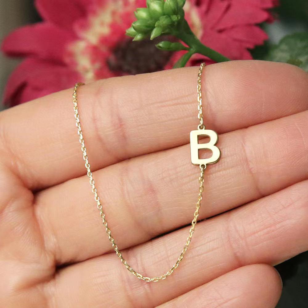 Titanium Steel 26 Letters Necklace in 18K Gold