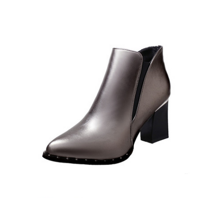 Pointed Toe Chunky Heeled Martin Boots