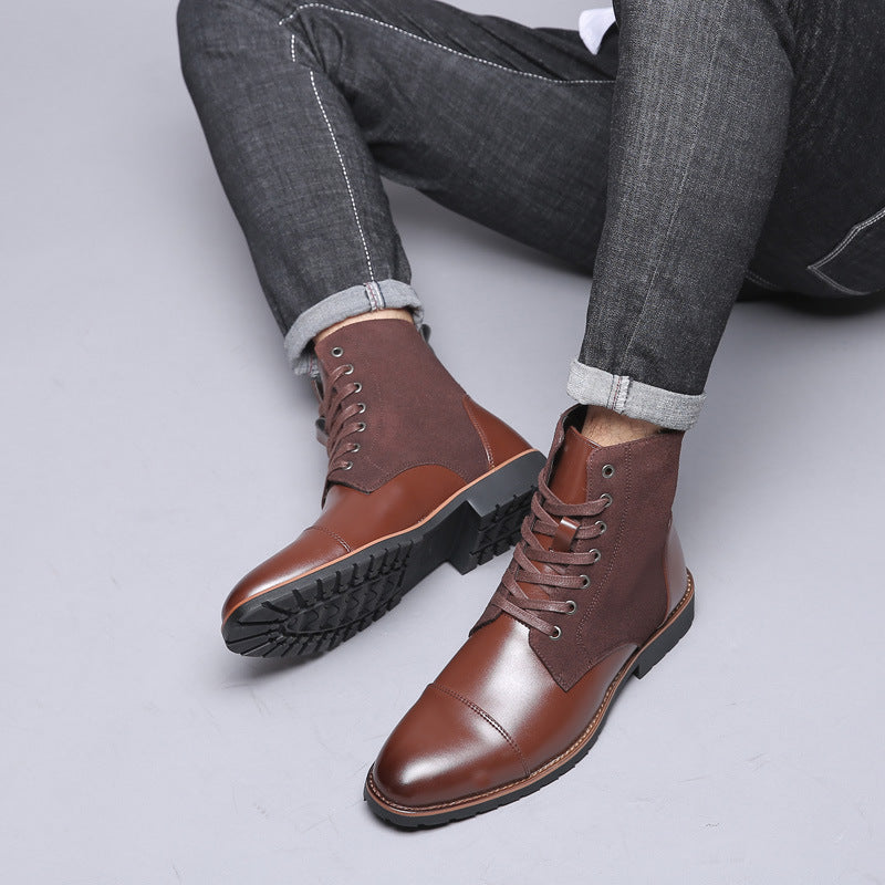Men's Trendy Color-Block Pointed-Toe Warm Boots