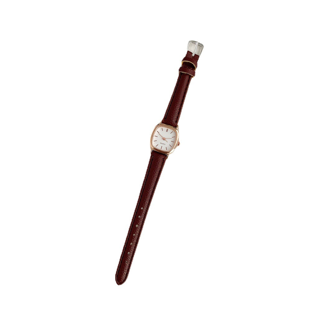 Square Dial Leather Vintage Women's Quartz Watch