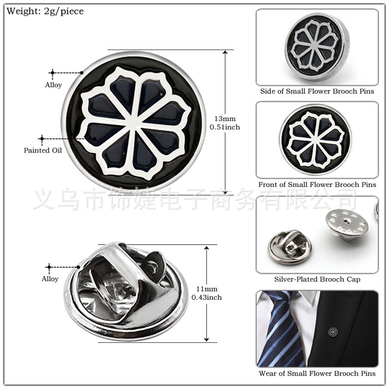Mini Round Lotus Petal Brooch for Shirts and Suits
