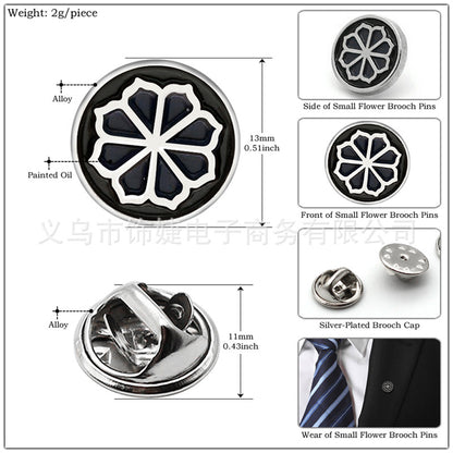 Mini Round Lotus Petal Brooch for Shirts and Suits