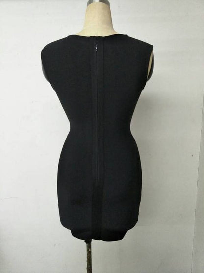 Elegant Black Sleeveless Bandage Dress for Parties