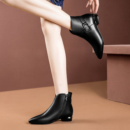 Pointed Toe Women's Low-Heeled Cashmere Martin Boots