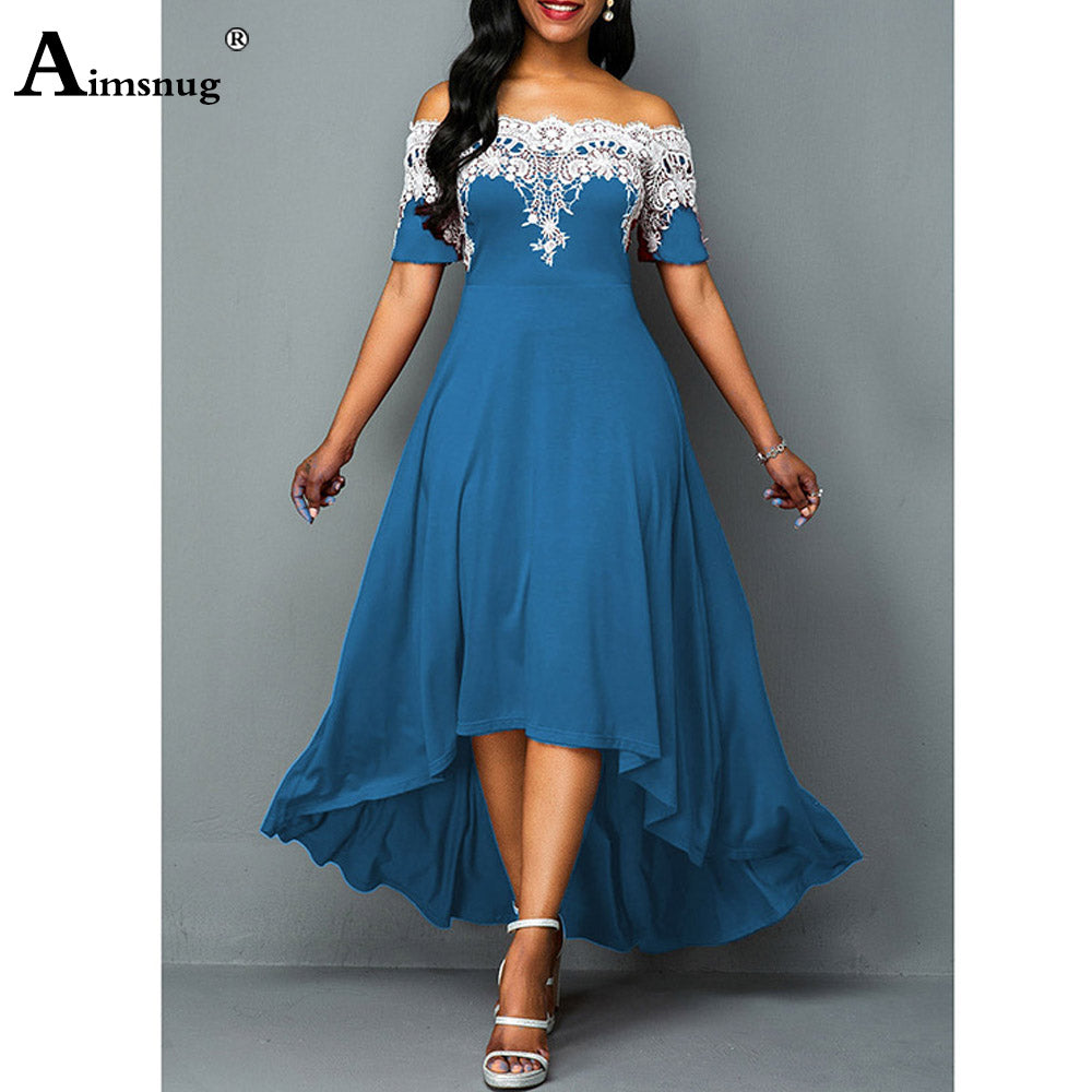 Elegant 5XL Women's Vintage Maxi Dress with Lace Detail