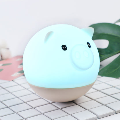 USB Rechargeable Colorful Pig Night Light (Creative Gift)