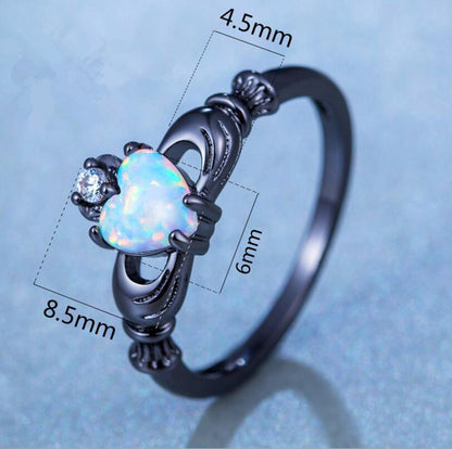 Diamond Ring, Black Gold Ring, Heart Ring