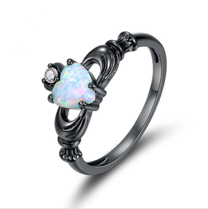 Diamond Ring, Black Gold Ring, Heart Ring