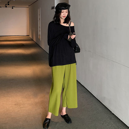 Maternity Wide Leg Pleated Pants for Spring Summer