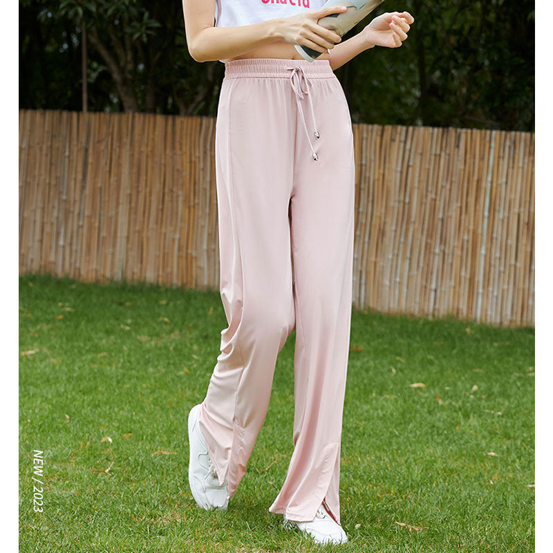 Pink Ice Silk Wide-Leg Trousers for Spring/Summer 2024