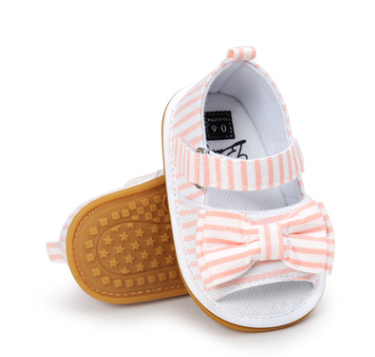 Cotton Bow Baby Sandals - Toddler Walking Shoes