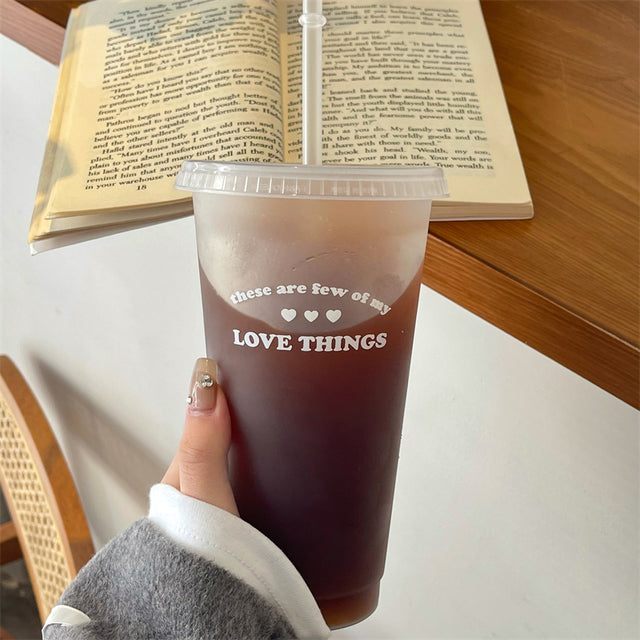 Kawaii Plastic Water Bottle with Lid and Straw