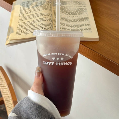 Kawaii Plastic Water Bottle with Lid and Straw