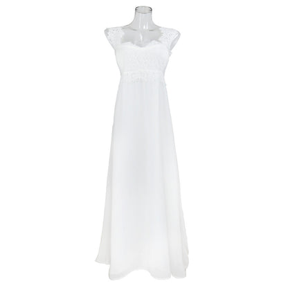 Lace Panel Maxi Dress - Elegant Evening Gown